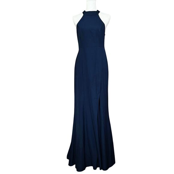 BHLDN Anthropologie NAVY dark blue Montreal maxi dress halter women's size 8 - Picture 2 of 12